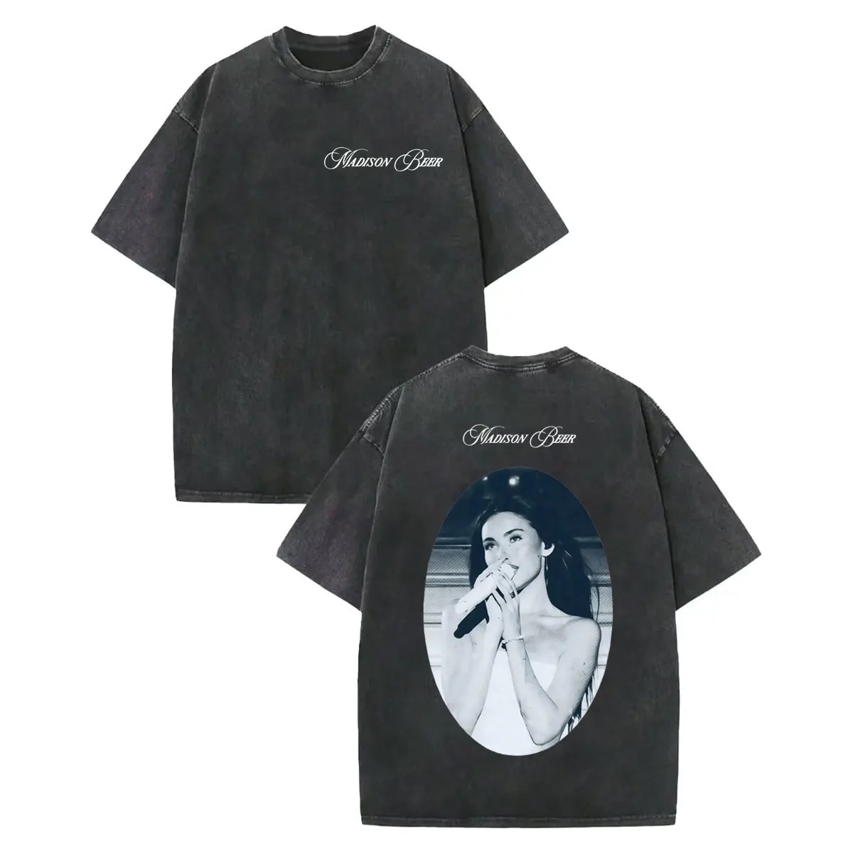 

Vintage Washed Madison Beer Double Sided Print T-shirts High Quality Fashion Short Sleeve T Shirt Men Women Casual Loose T-shirt