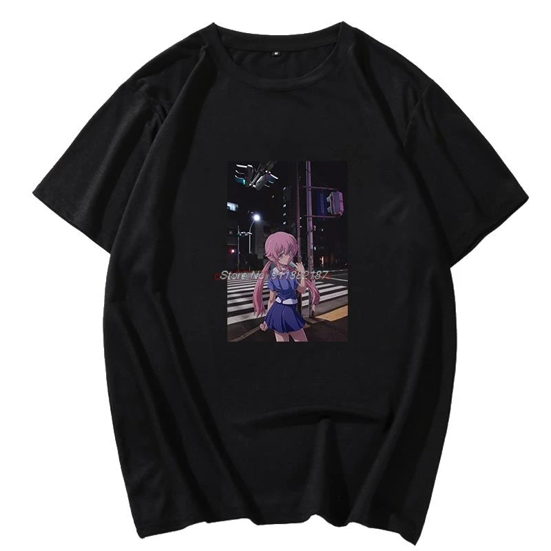 Boy Mirai Nikki Gasai Yuno Future Diary Graphic T Shirts Anime New Shirts And T-Shirts Big Size Cotton Short Sleeve T Shirt