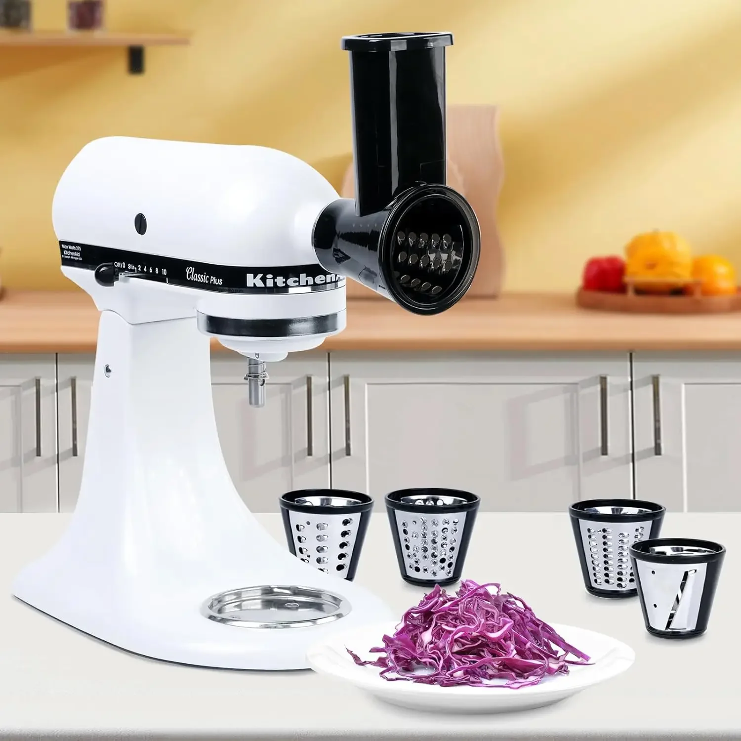 모든 KitchenAid 스탠드 믹스 슬라이서 슈레더 부착물(KitchenAid용), 슬라이서 부착물(블레이드 4개 포함)