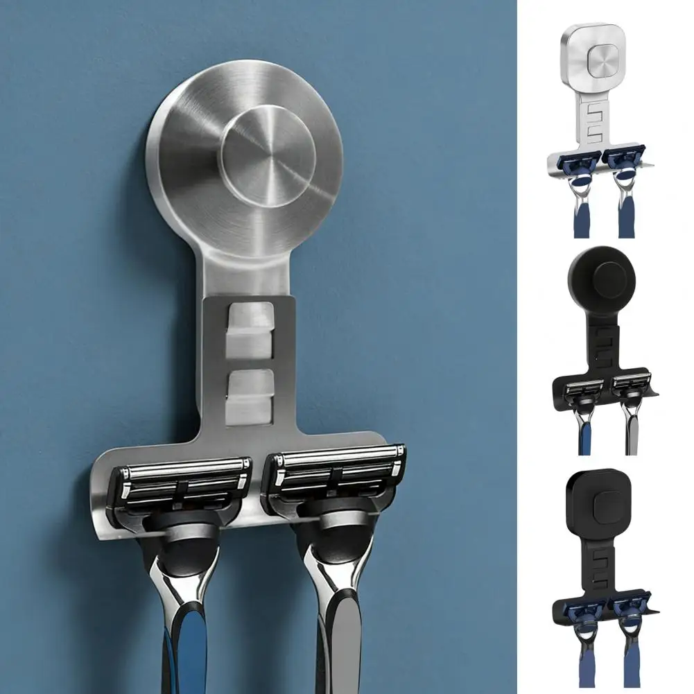 

2Pcs Suction Cup Shaver Bathroom Stainless Steel Razor Holder Storage Hook Wall Men Shaving Shaver Shelf Punch Free Razor