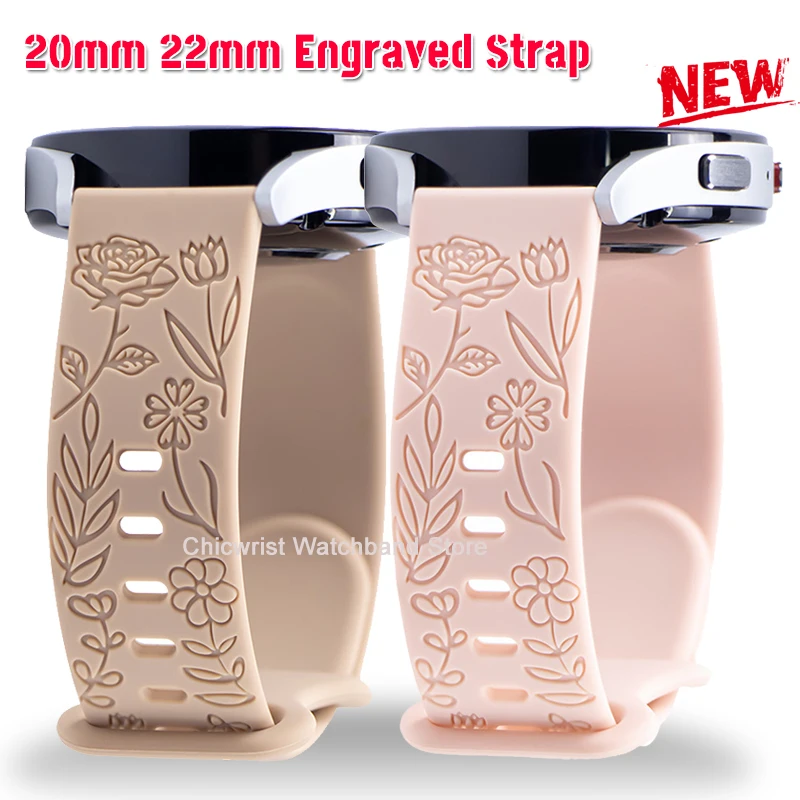 

20 22mm Engraved Band for Samsung Galaxy Watch 6/5/4 40mm 44mm/Huawei GT 2 3 Pro Sunflower Galaxy Watch 5Pro 45mm/Active 2 Strap