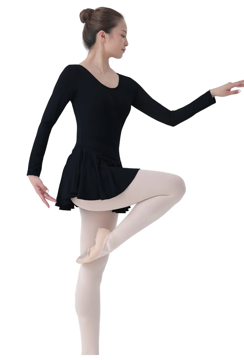 

Женский купальник для балета с длинными рукавами, базовый хлопковый костюм для танцев, гимнастики, балерины, танцевальная одежда, костюмы для девочек, купальник для танцев
