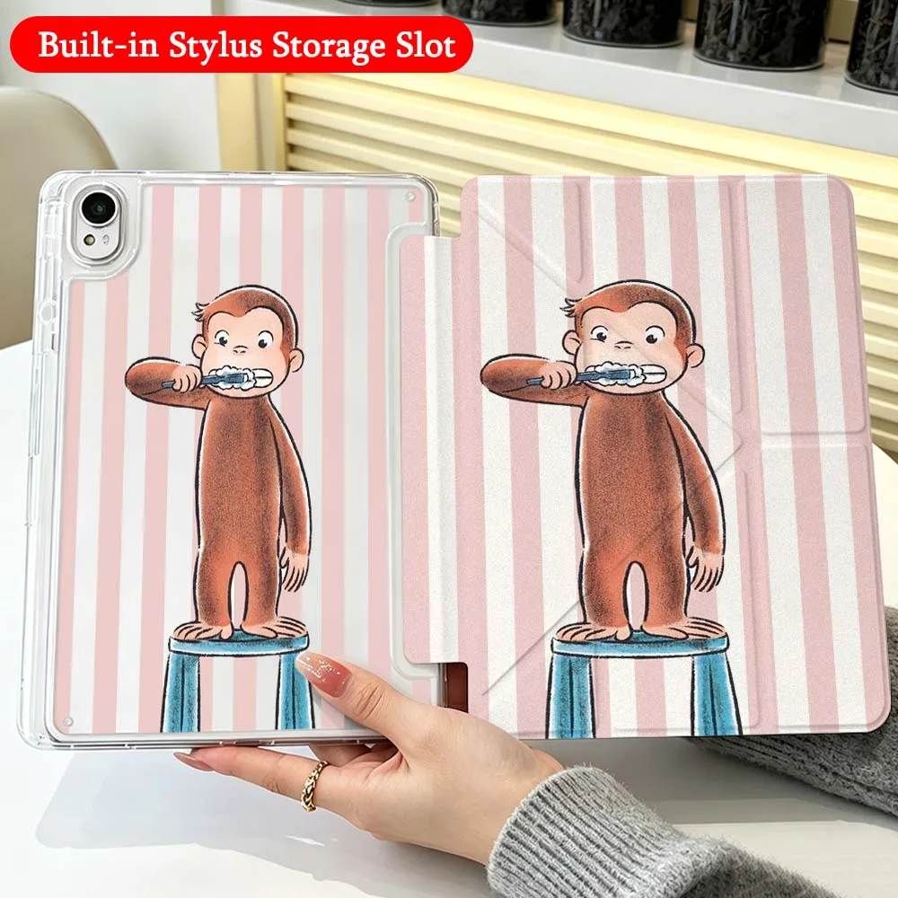 

Cartoon Striped Monkey For Huawei Honor Matepad Pad X10 X9 GT Pro V9 9 Air SE 12X 11.5 11 13.2 11.5s inch Foldable Tablet Case