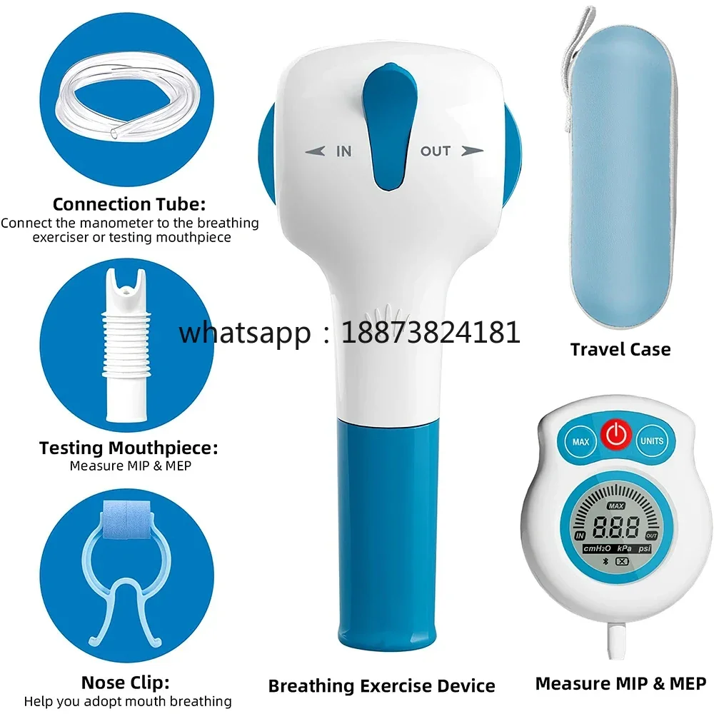 Breathing Exercise for Lungs with Electric Manometer Lung Exerciser Respiratory Muscle Expander Trainer with Training App fast
