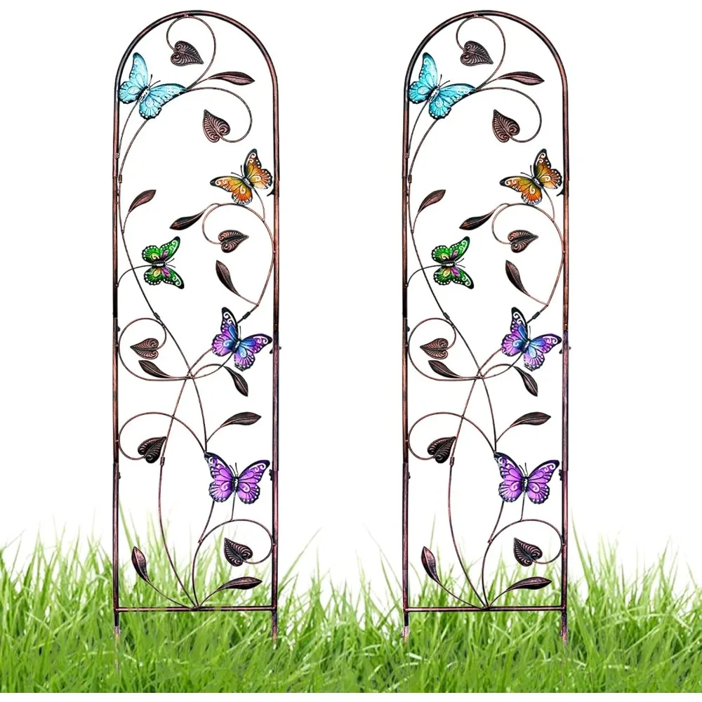 

Набор из 2 упаковок, металлическая садовая решетка-бабочка для вьющихся растений, уличная декоративная решетка для забора с цветами для уличного патио