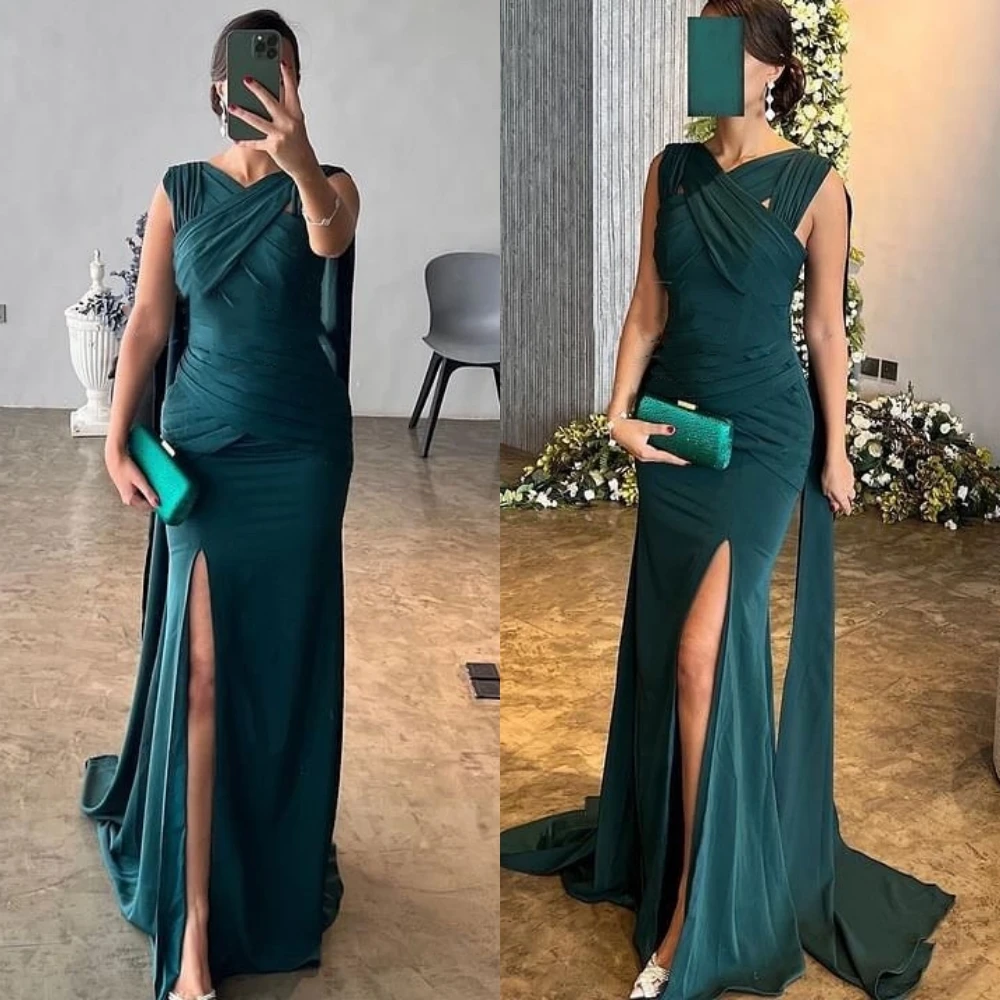 

Jiayigong Sparkle Exquisite Modern Style Formal Evening V-Neck A-line Floor-Length Satin Bespoke Occasion Dresses