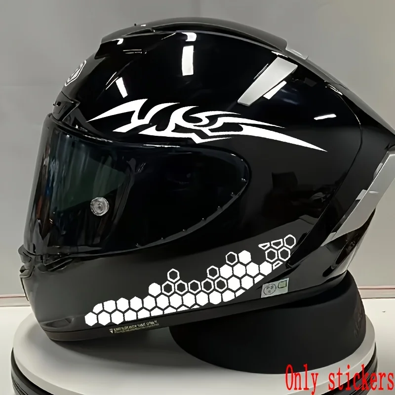 

1 комплект водонепроницаемых наклеек с рисунком пламени и сот, разноцветные декоративные наклейки для мотоциклетного шлема и велосипеда