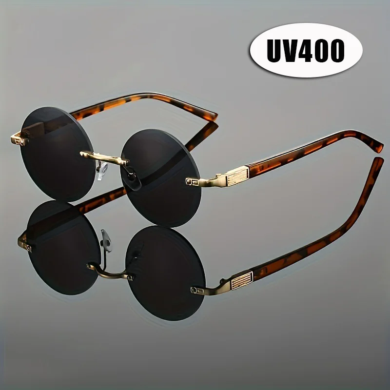

Fashion Punk Rimless Round Sunglasses Unisex Metal Frame Shades Vintage Trendy Driving Sun Glasses Outdoor Travel Eyewear