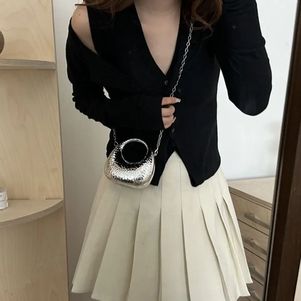 

Korean Style Acrylic Box Shoulder Bag Silver Small Wallet Banquet Chain Bag Handbag Mini Messenger Bag Funny Party Bag Girls