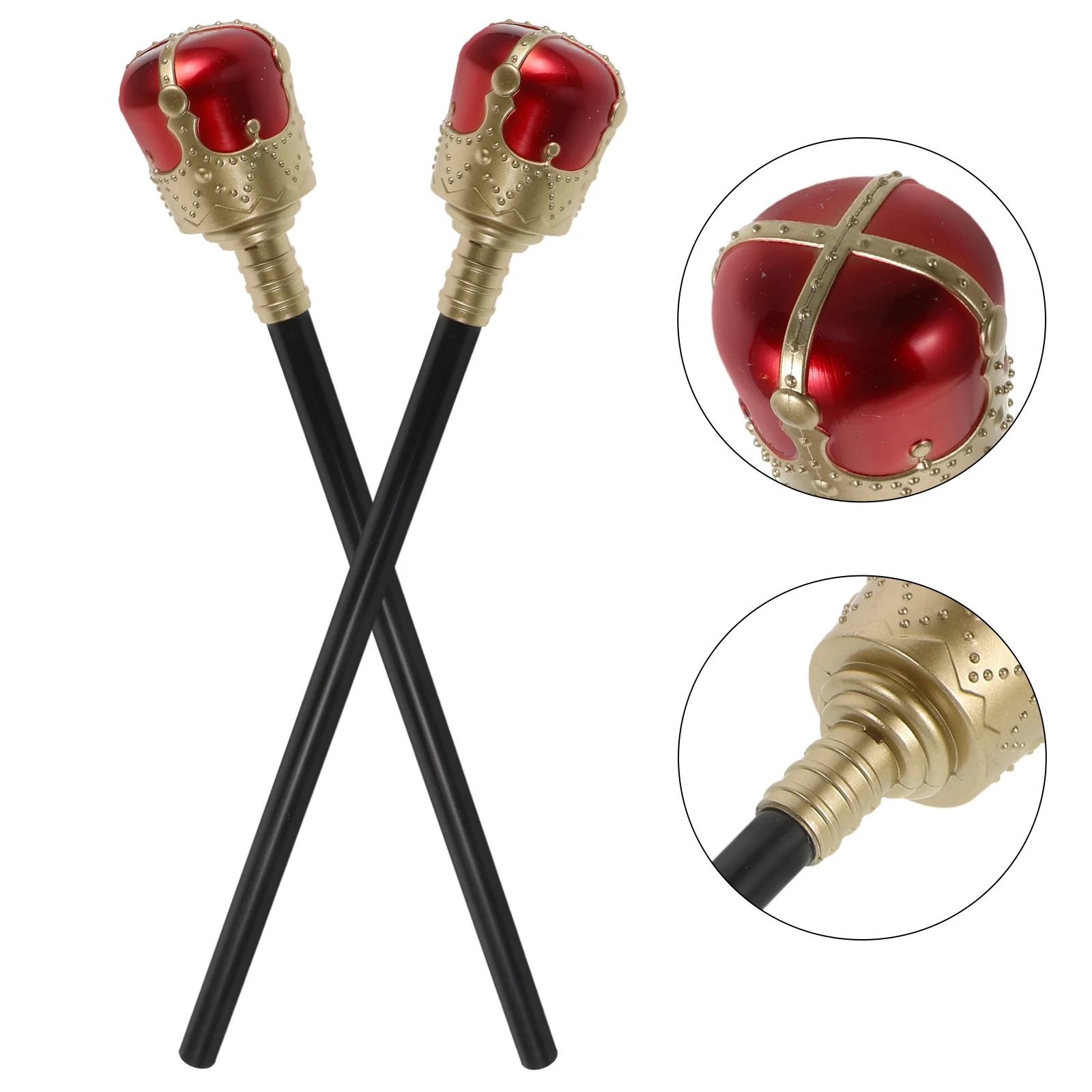 

2 Pcs Toy Costume Scepter King Child Sceptor Kids Skeptor Halloween Prop Red for