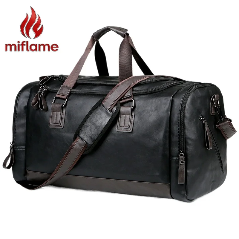 Luxury Travel Purse Handbag Men's Large PU Leather Large Capacity Handheld Business Trip Tourism Luggage Bag