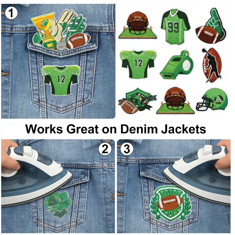 

Набор из 10/12 нашивок на тему регби: тканевые значки, нашивки для свечей, нашивки для детских регбийных футболок, термоаппликации для одежды