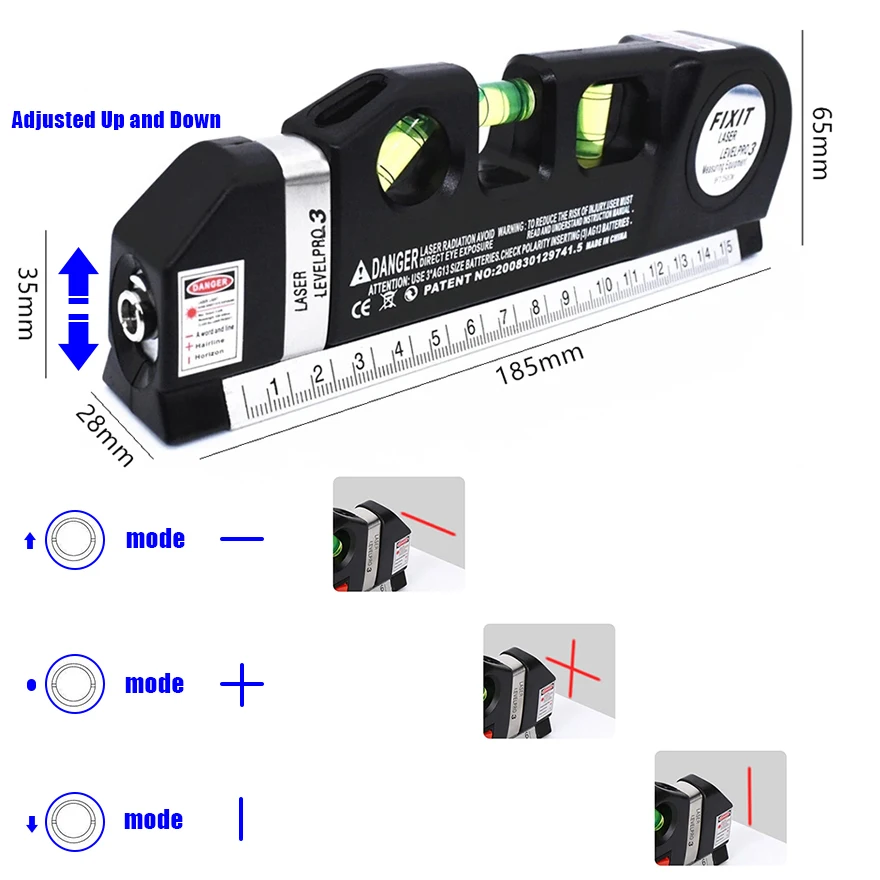 Laser Level USB Rechargeable Horizon Vertical Measure 8FT Aligner Standard And Metric Rulers Multipurpose Measure Level Laser