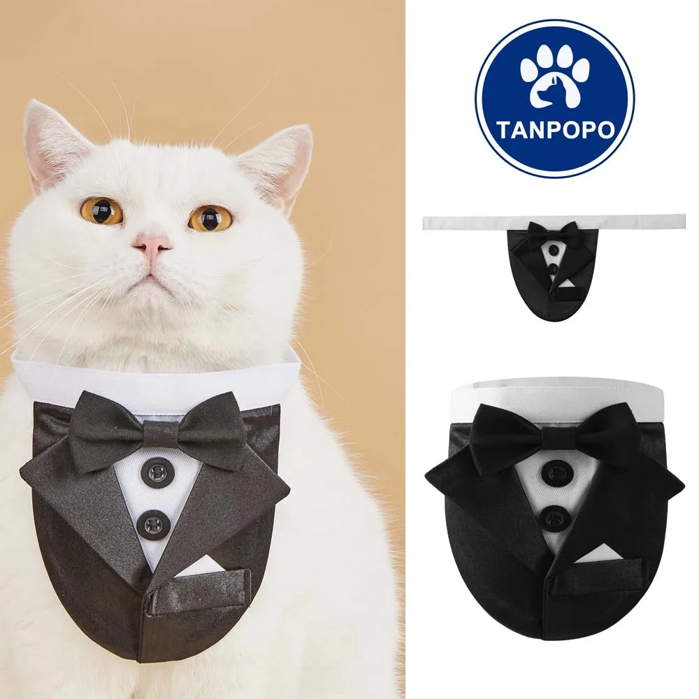 Formal Dog Tuxedo Wedding Bandana with Bow Tie Cat Birthday Costume Dog Wedding Attire Pet Valentines Outfit Best Gift Dog Scarf