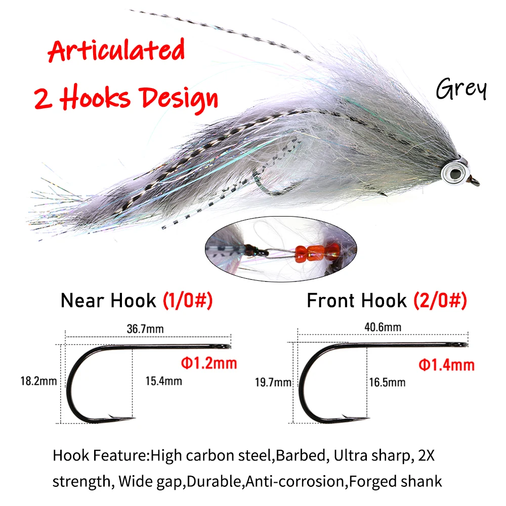 big hook fly in fishing Y Pike Natural / 3/0 Hook Fly, Big Streamer Fly