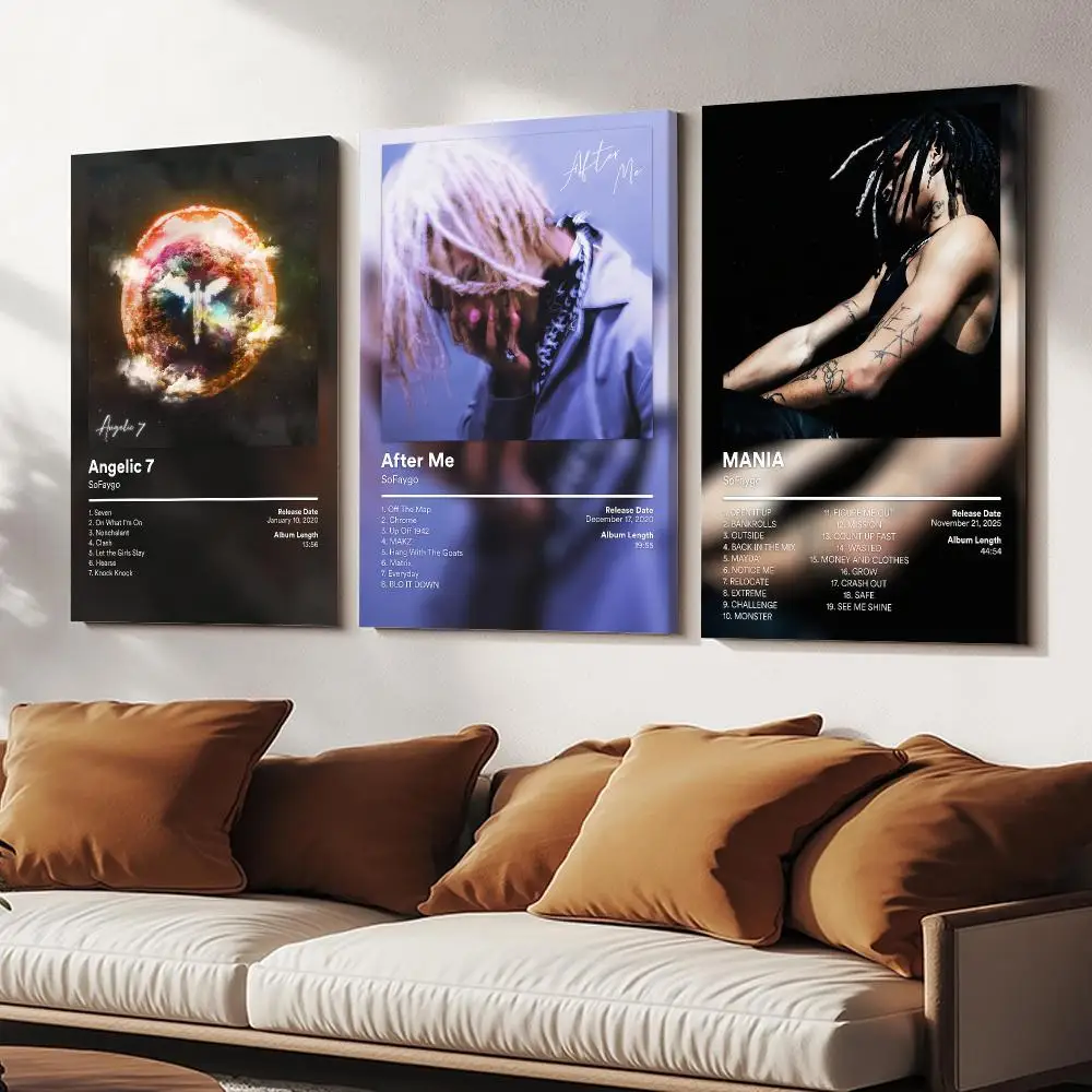 Rapper S-SoFaygo Album Cover Painting Calligraphy Wooden Framed Canvas Poster Wall Art HD Waterproof Print Home Decor