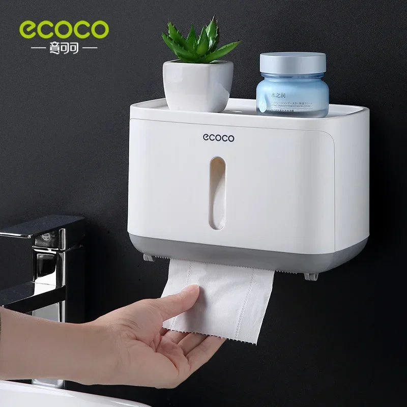 

ECOCOSimple multifunctional paper towel rack wall hanging storage paper towel suction restroom organizer bathroom tissue holder