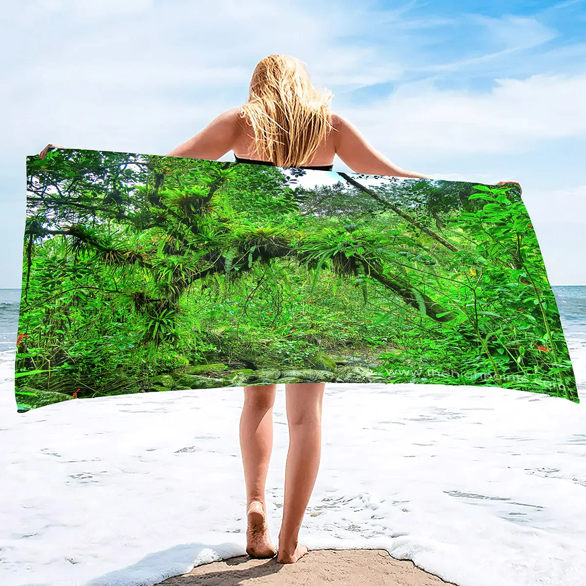 Jungle Forest Oversized Microfiber Beach Towel,Thin Lightweight Pool Swim Bath Shower Towel,Quick Dry Sand Proof Beach Towel