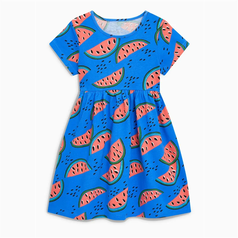 Jumping Meters Watermelon Summer Girls Dresses  Baby Clothes Short Sleeve Children's Clothes Hot Selling Kids Frocks