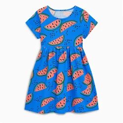 Jumping Meters Watermelon Summer Girls Dresses  Baby Clothes Short Sleeve Children's Clothes Hot Selling Kids Frocks