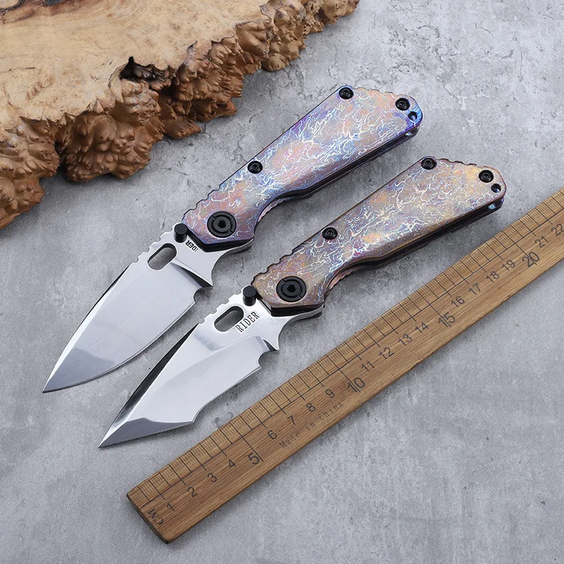 D2 شفرة فولاذية مقبض سبائك التيتانيوم سكين للفرد في الهواء الطلق الدفاع عن النفس الصيد التخييم التنزه بقاء أداة محمولة سكين #2