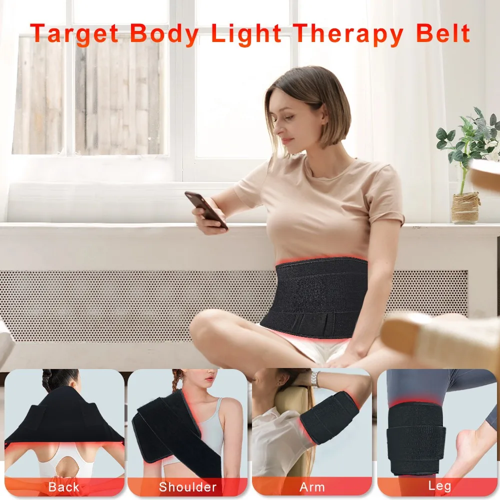 Portable 660nm 850nm Customized LED Wearable Near Infrared Red Light Therapy Pad Targeted Body Pain Relief Belt