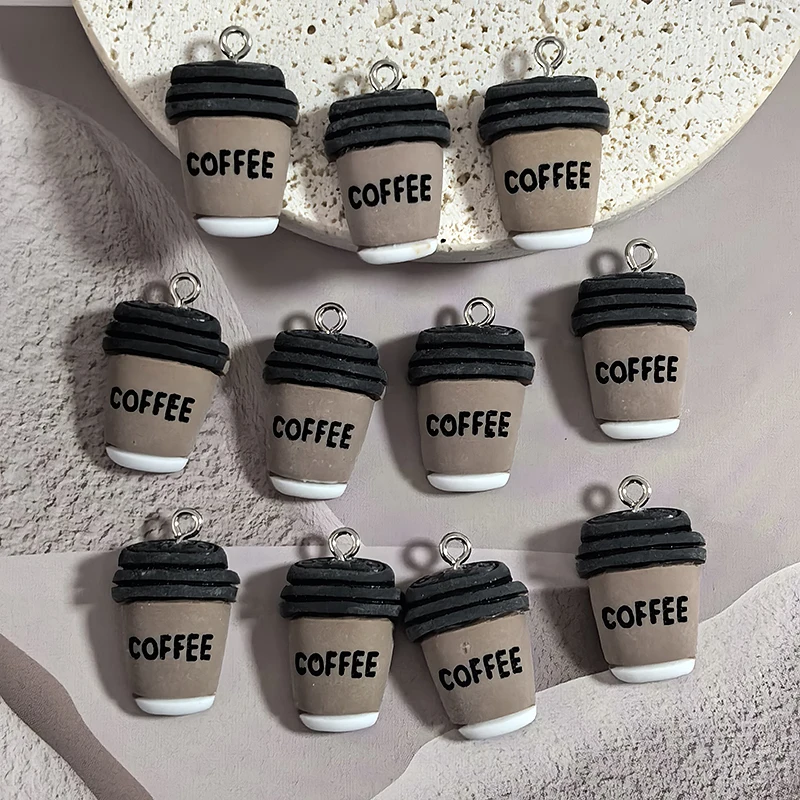 10 قطع الراتنج فلاتباك زجاجة القهوة القرط سحر خمر شرب زجاجات سوار حقيبة المفاتيح سحر DIY مجوهرات الإكسسوار #2