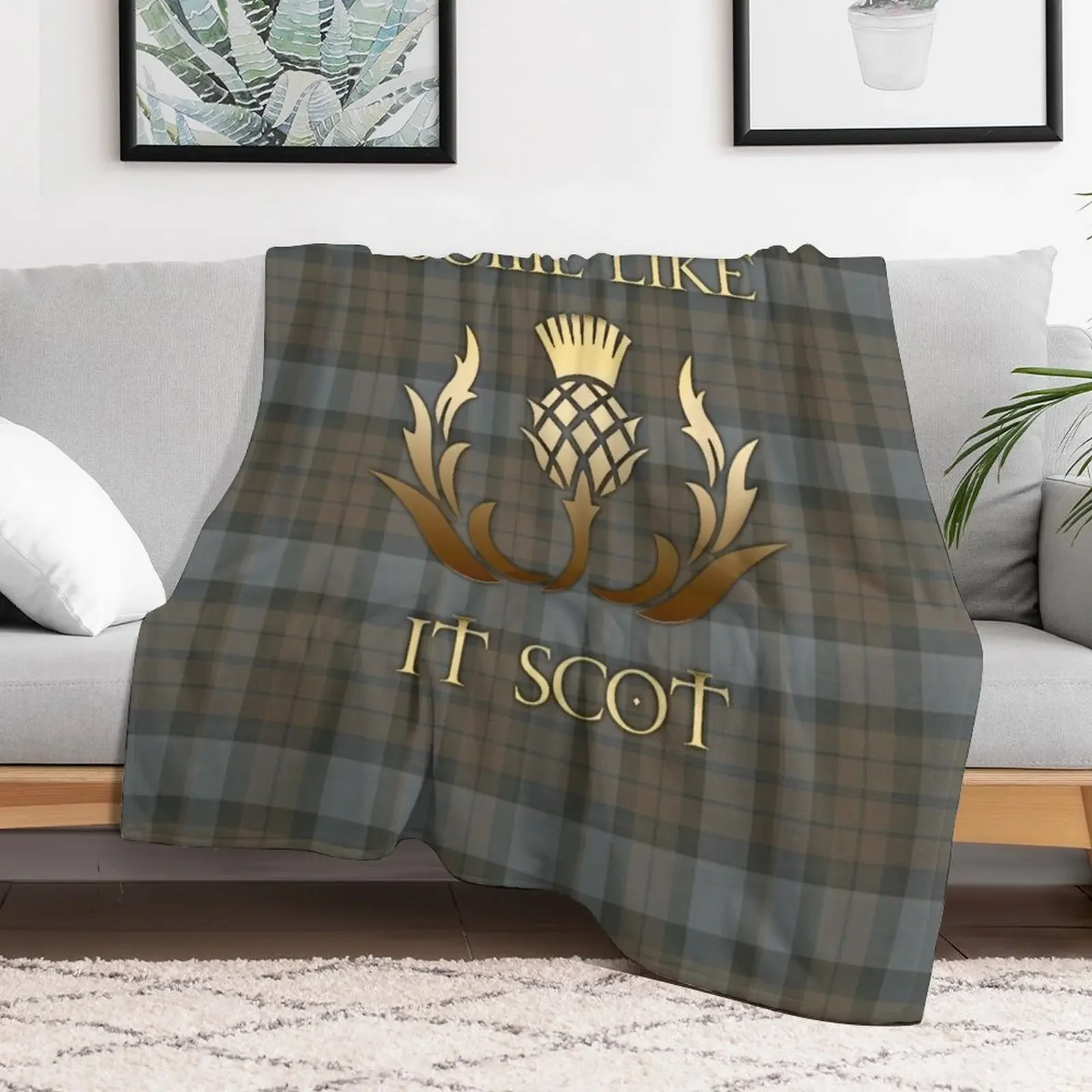 Some like it scot - Thistle - Outlander Throw Blanket Personalized Gift Soft Plaid Blankets