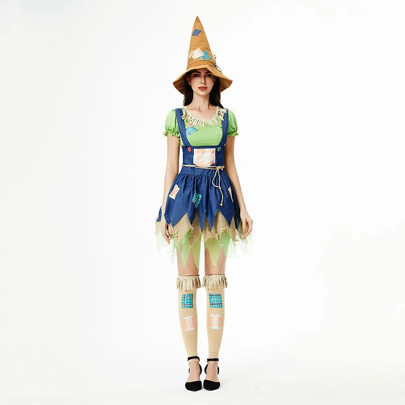 Halloween Costume Witch Dress Set Straw Figurine Costume Cosplay Funny Costume Performance Costume Party Character Clothing Set