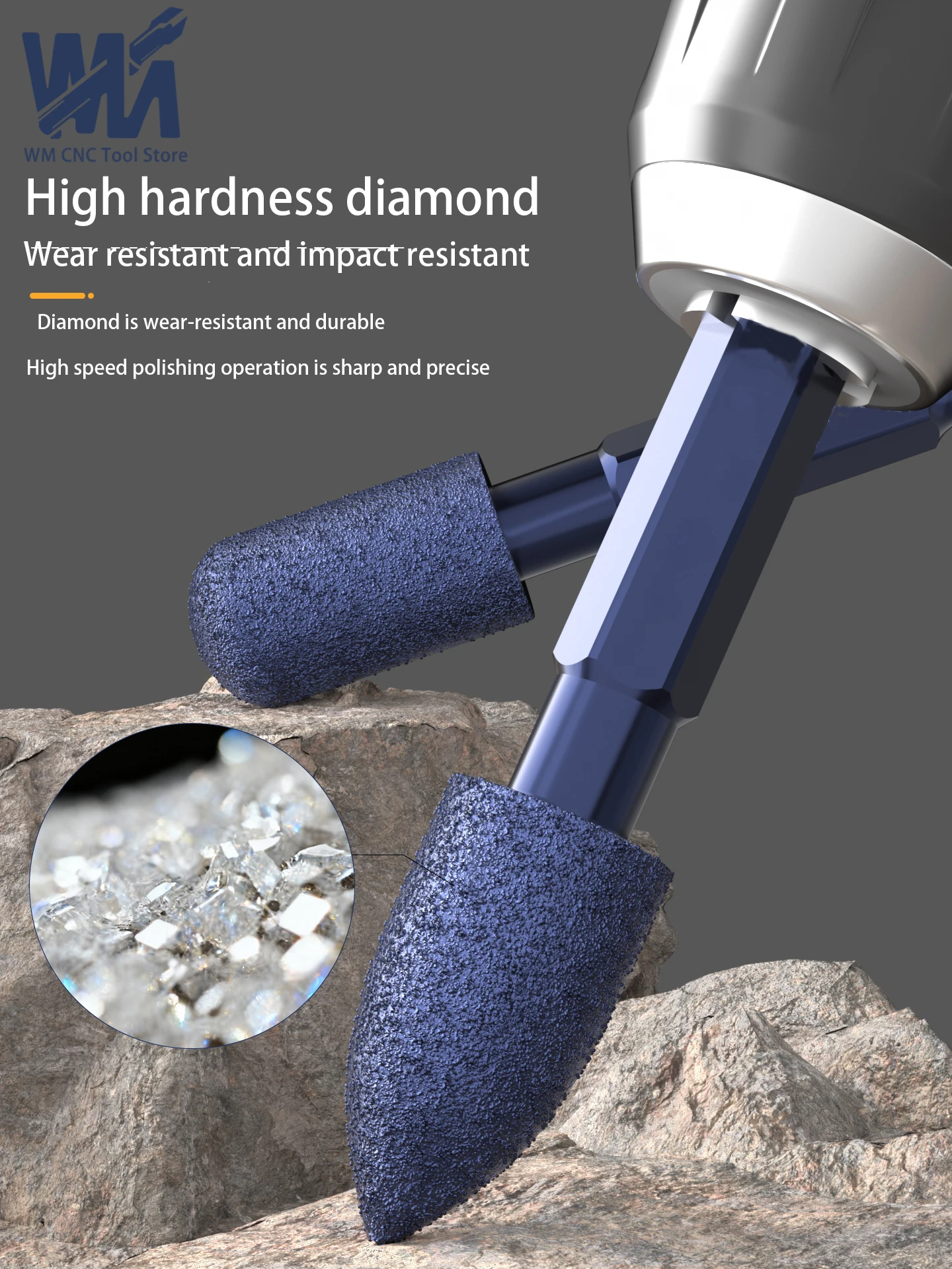 

Hexagonal handle diamond grinding head, cast iron ceramic tile jade polishing drill bit, inner hole polishing, rotary file