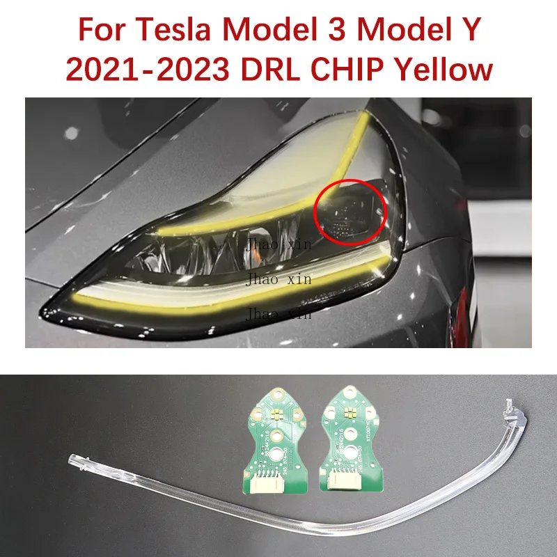 

Лимонно-желтый ангельский глаз источник света чип балластный модуль направляющая полоса для Tesla Model 3 Model Y 2021-2023 автомобильная фара DRL CHIP