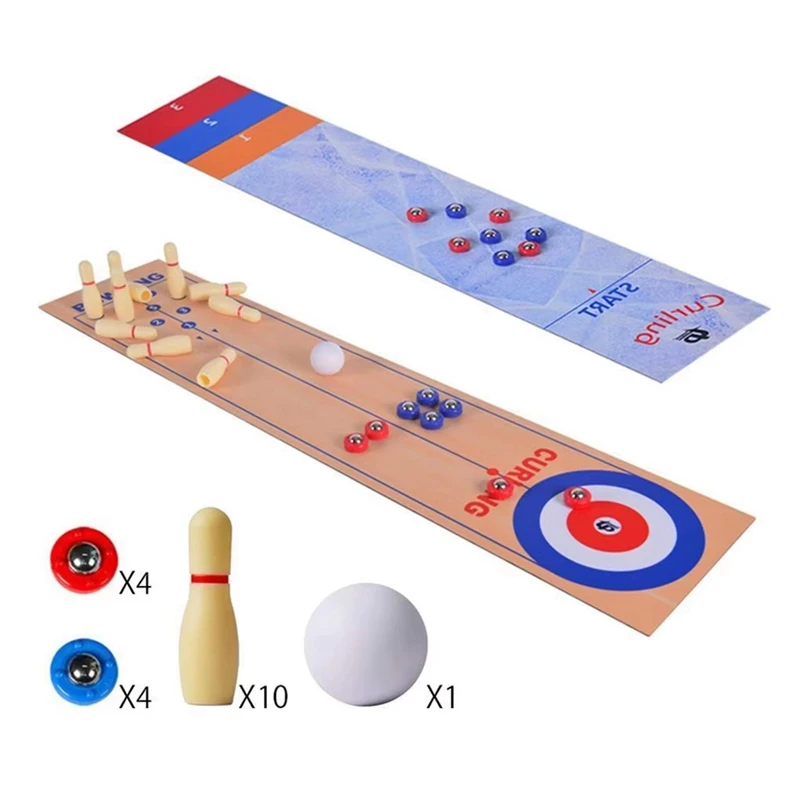 Juego de mesa 3 en 1, juegos de mesa de bolos rizados para regalo de fiesta en casa para niños y adultos