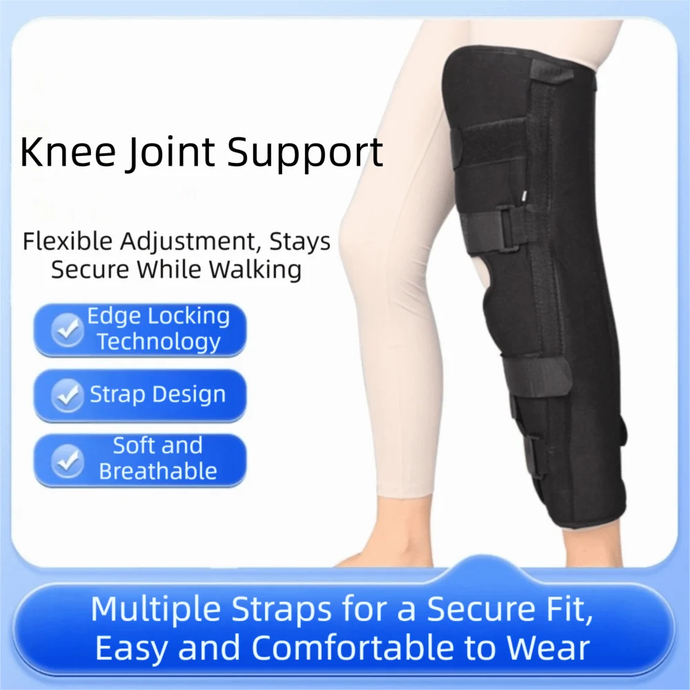 Long Leg Adjustable Knee Immobilizer Breathable Wear-resistant Leg Splint Three Panel Soft Knee Brace Adult