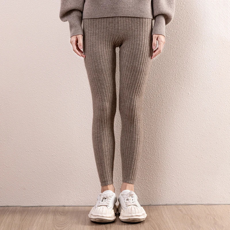 pure cashmere leggings for women in autumn and winter, tight, tight-fitting, tight-fitting, knitted, seamless high-waisted pants