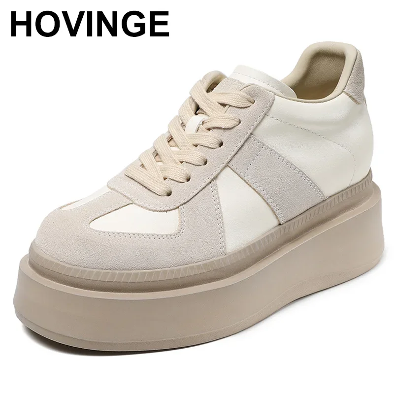 

2025 6cm Cow Suede Genuine Leather Platform Wedge Chunky Sneakers Ins Women Women Spring Autumn White Hidden Heels Summer Shoes
