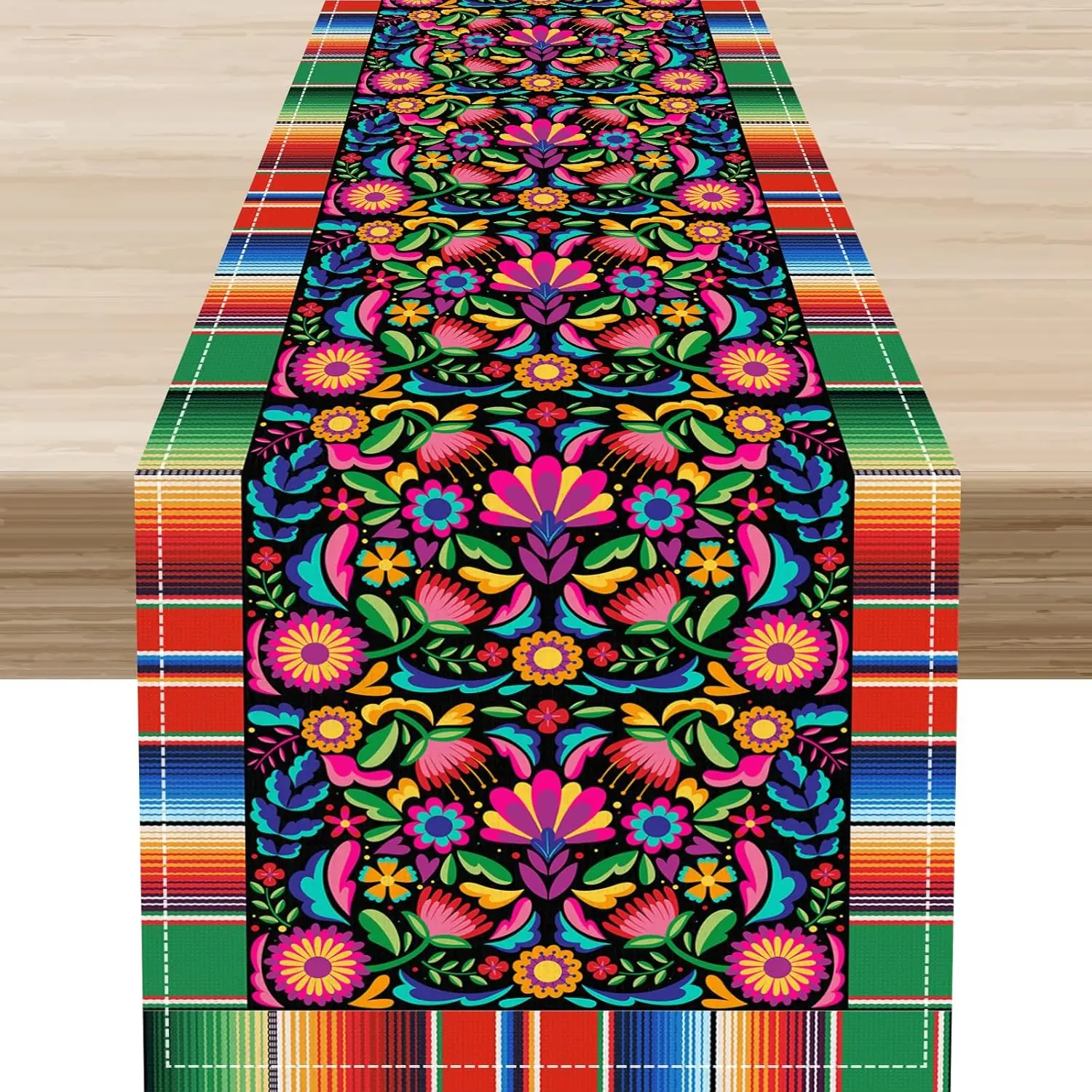 

Mexican Colorful Floral Linen Table Runner for Table Decor Mexico Day of The Dead Dia De Los Muertos Table Runners Party Decor
