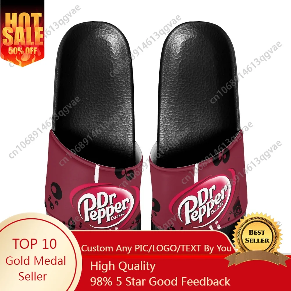 

Dr Pepper American Carbonated Soft Drink Slippers Home Water Shoes Men Women Teenagers Beach Pool Sandals Custom Summer Slipper