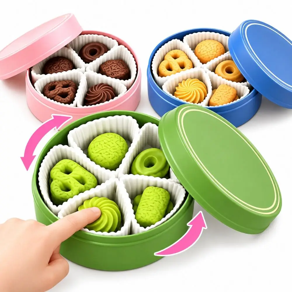 Finger Button Cookie Key Cap Clicker 360° Rotatable Pressable Simulation Steamed Buns Stress Relief Cookie Box Fidget Toy Gifts