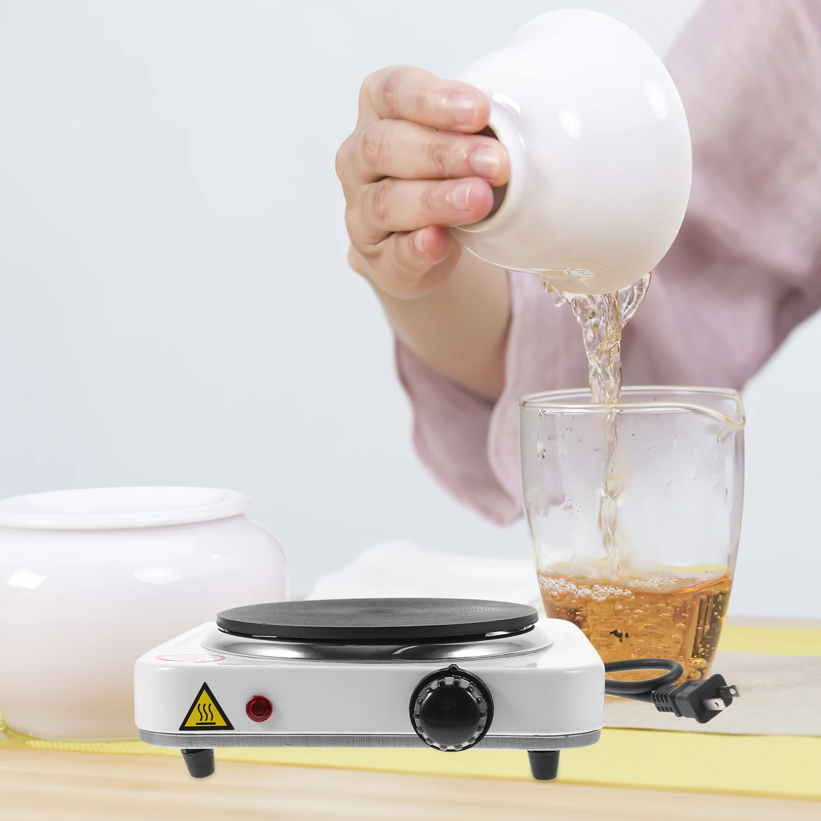 

Mini Electric Stove 1000W Tea Cooker Portable Countertop Burner White Quick Heating Even Cooking Household Kitchen Bar Use