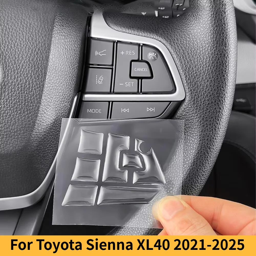 Car Upgrade For Toyota Sienna XL40 2021 2023 2024 2025 Transparent Protective Sticker for Steering Wheel Drip Glue Button