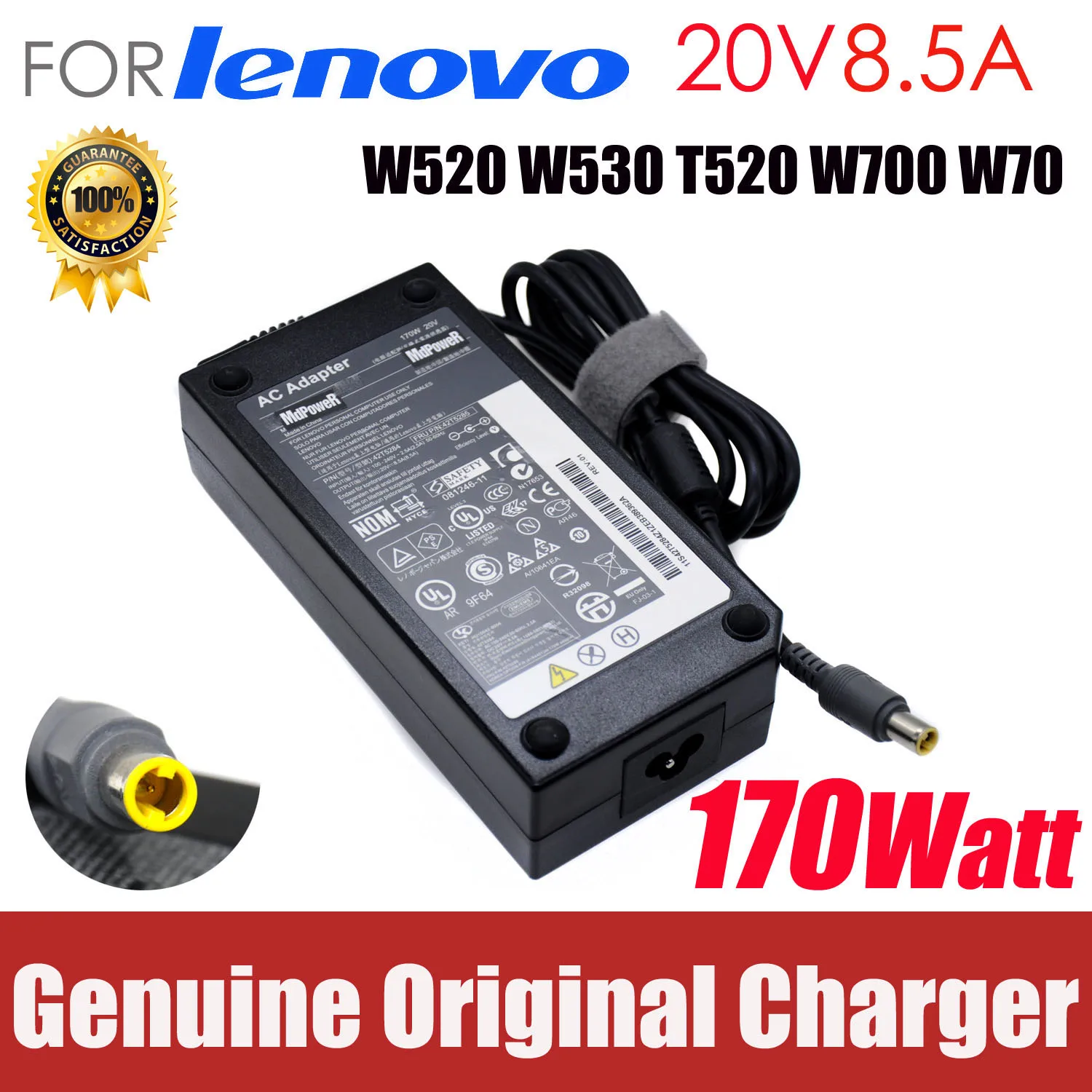 

For Lenovo Thinkpad 20V 8.5A W520 W530 170W 42T5284 Notebook laptop supply power AC adapter charger cord