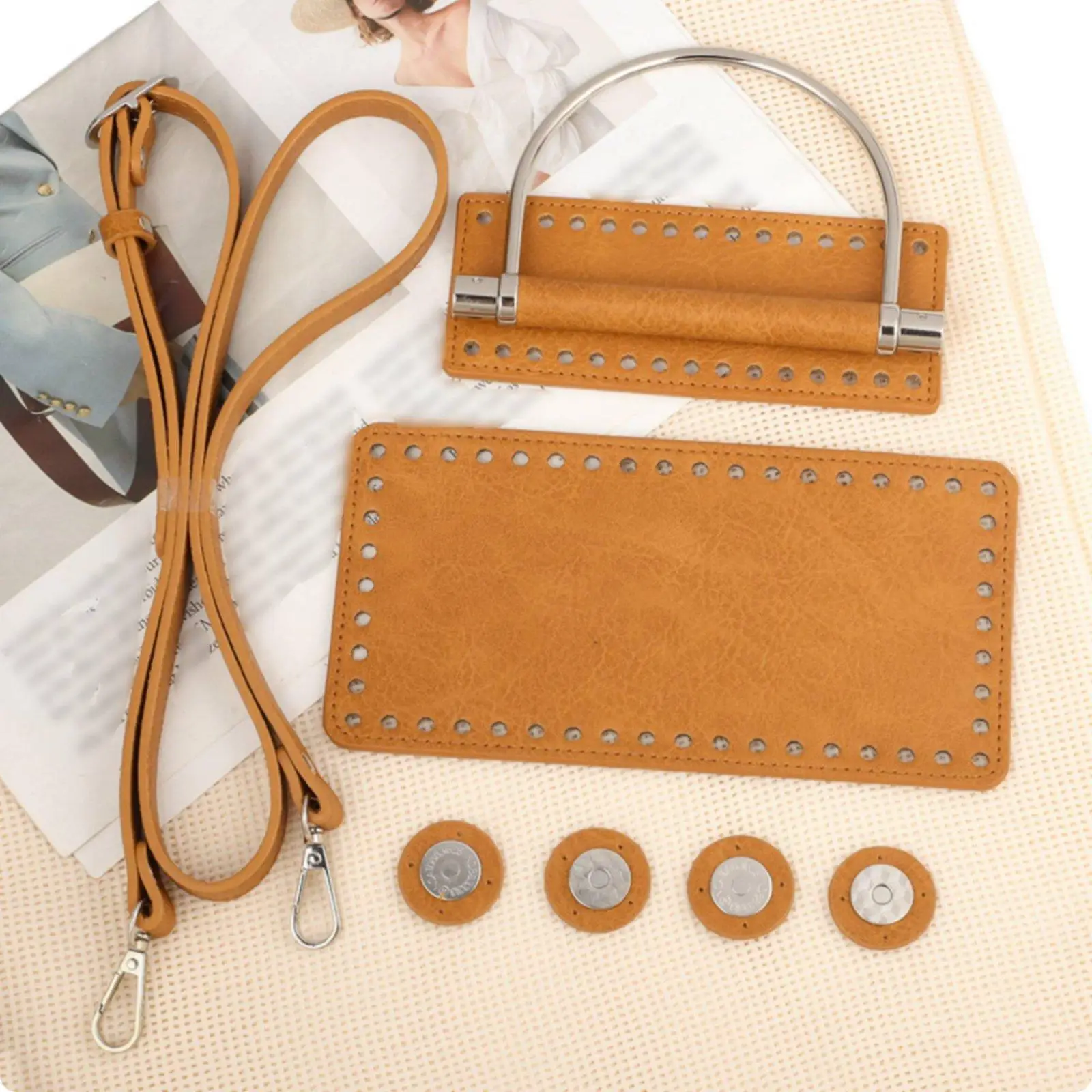 4 Pieces Crochet Bag Bottom and Strap Set Beginner Friendly Crochet Bag Kit