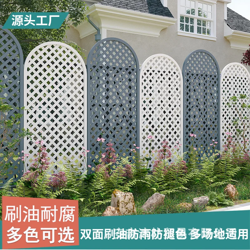 White grid fence cover ugly wall decoration preservative wood fence area partition anti-fading mesh flower stand