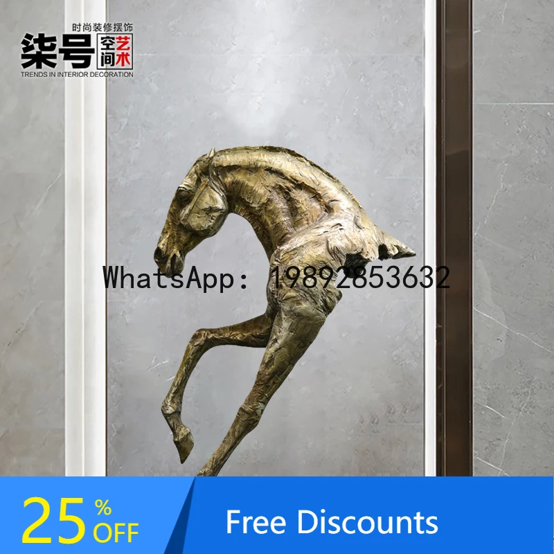 BB Lobby Horse Head Sculpture Living Room Hallway Large Floor Ornament Villa Decoration