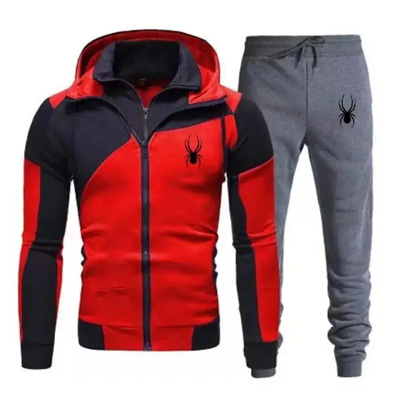 2024 New fashion Men\'s Autumn Winter Sets Zipper Hoodie+Pants Pieces Casual Tracksuit Male Sportswear Brand Clothing Sweat Suit