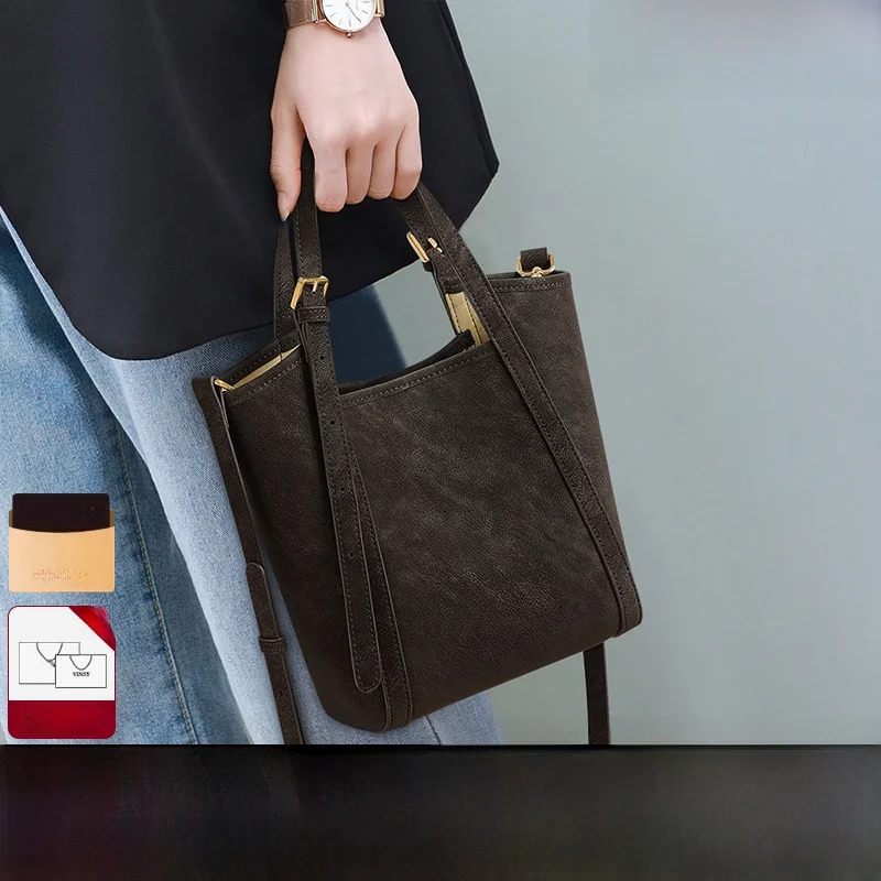 

Viney Large Capaci Leather Handbag Women's oulder Crossbody Bag Basket Sle Soft Handle Casual Tote Bag for Autumn Winter