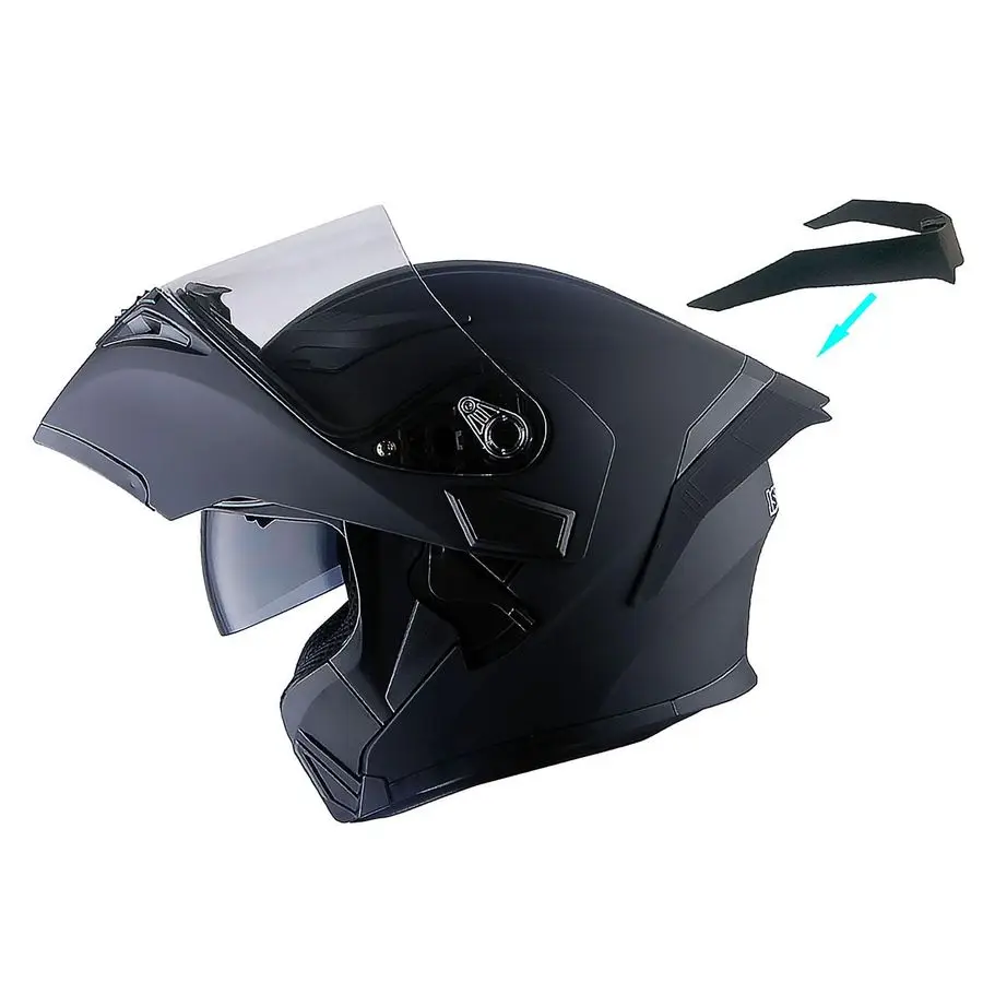

Motorcycle Modular Full Face Helmet Bike Flip up Dual Visor Sun Shield HB89 Matt Black