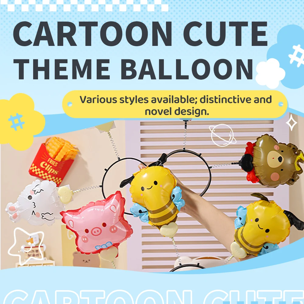 

Cartoon animals Head Wear Aluminium Foil Balloon Plastic Hair Hoop for Amnimal Themed Activity Birthday Party Decor Supplies