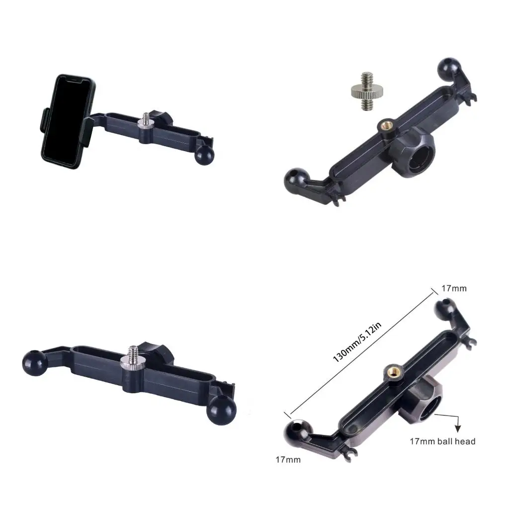 Double Socket 140Mm Wide 17Mm Ball Head Splitter Adapters With 1/4 Screw For Mounting Two Devices On Tripod Stands