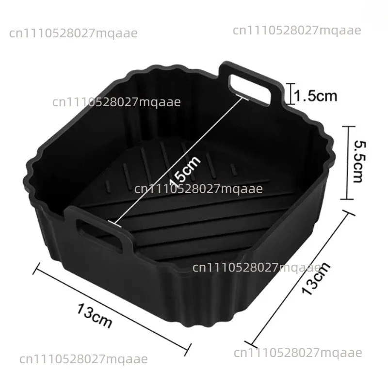 1PCS Silicone Air Fryer Liners for CHEFMAN Midea COSORI 2.1Qt / 2L Baking Pan Square Tray Reusable Non-Stick Liners Black / Grey
